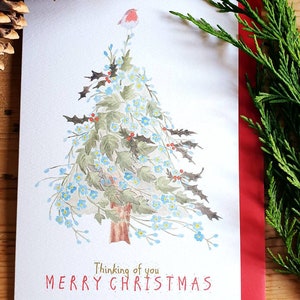 Oublie-moi pas carte de Noël. Oublie-moi pas carte aquarelle. Carte avec fleurs. Oublie-moi pas cadeau. Oublie moi pas présent. Carte unique
