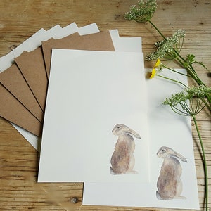 Writing paper set. Hand made writing paper set. writing paper with a hare. wildlife image writing paper. robin writingpaper.luxurystationery image 4