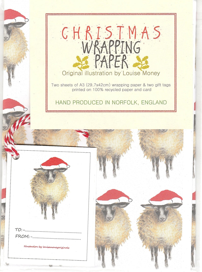 Sheep Christmas Wrapping Paper. Wrapping Paper With Sheep. Etsy UK