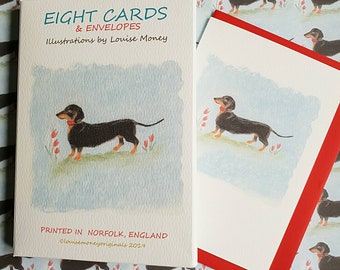 DACHSHUND PACK OF 4 VINTAGE STYLE DOG PRINT GREETINGS NOTE CARDS #4 
