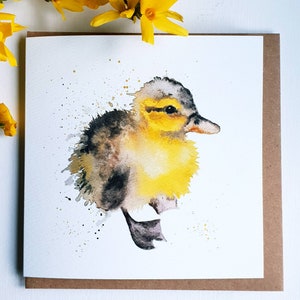 Entlein Karte. Entenküken im Frühling. Ente Karte. Frühlings Entchen. Karte für den Frühling. handgemachte Karte. Frühlingskarte. Entchen Aquarell.Entlein