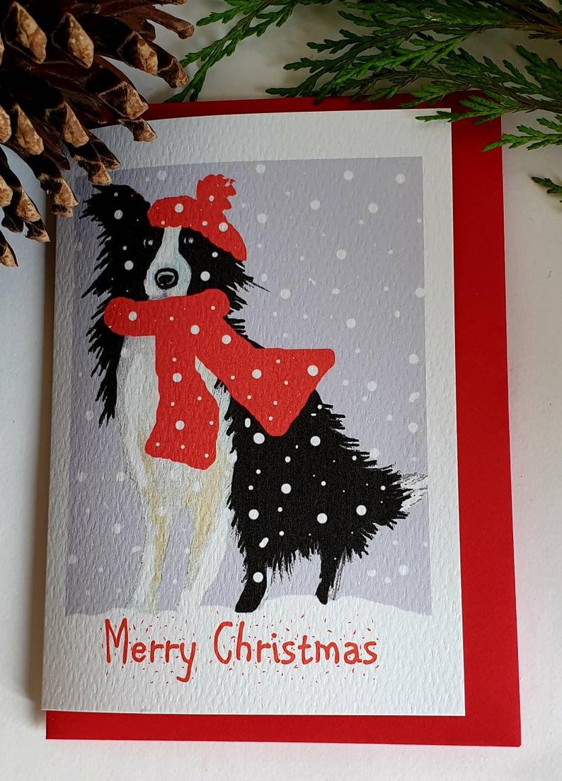 Border Collie Christmas Card. Hand Made Card. Card With a Collie. Funny ...