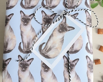 Siamese cat wrapping paper. Wrapping paper with a cat. cat gift wrap. cat gift. cat present. funny cat wrapping paper. Siamese cat