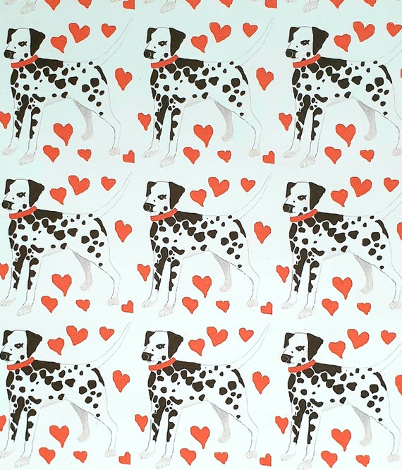 Dalmatian valentine wrapping paper. dalmatian gift wrap. dalmatian paper.  paper with a dalmation. dalmatian valentine gift wrap.