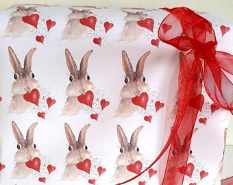 Bunny valentine wrapping paper. Bunny paper. Bunny gift wrap. Bunny paper. Bunny and heart. Romantic wrapping paper. Bunny present. Rabbit