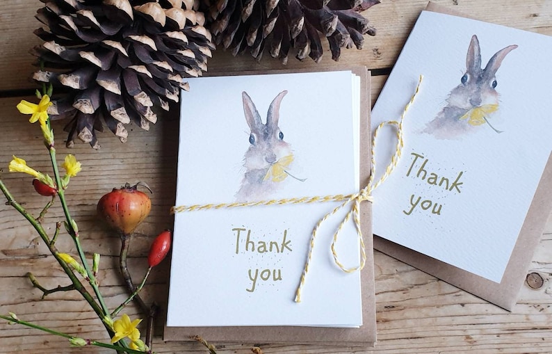 Bunny Thank You Card. Card With a Bunny. Thank You Card. Bunny Gift ...