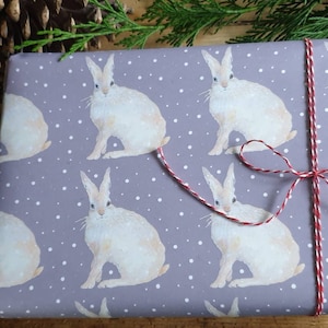Hare Christmas wrapping paper. Hare gift wrap. Hare gift bunny present. Hare wrapping paper. Mountain hare. White hare