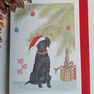 Schwarze Labrador Weihnachtskarte. Labrador Weihnachtskarte. Schwarzer Hund Weihnachtskarte. Schwarzer Labrador. Schwarzer Labrador Weihnachten. Karte mit einem Hund