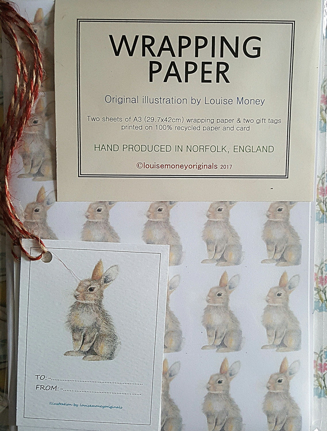 Bunny wrapping paper. Rabbit wrapping paper. Wrapping paper Etsy
