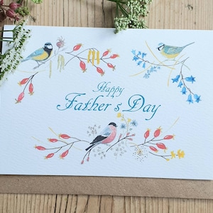 Vogel Vatertagskarte. Britische Vogelkarte zum Vatertag. Dompfaff Karte. Karte für Papa. Vatertag. Britische Vogelkarte. Vatertagsgeschenk