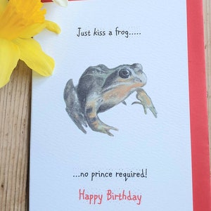 Frog birthday card. Card with a frog. Frog lovers card. Funny frog card. Birthday card for a frog lover. Amphibian card. Frog painting.