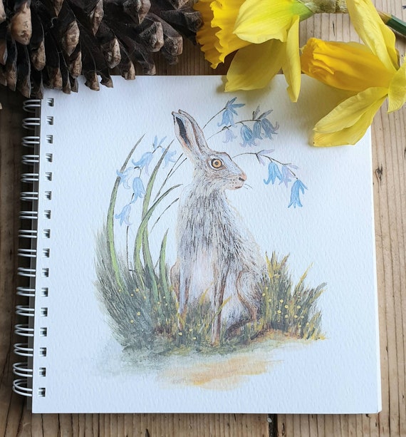 Rabbit and Greenery Hand Stitched Notebook Rabbit and Greenery Hand Stitched Notebook