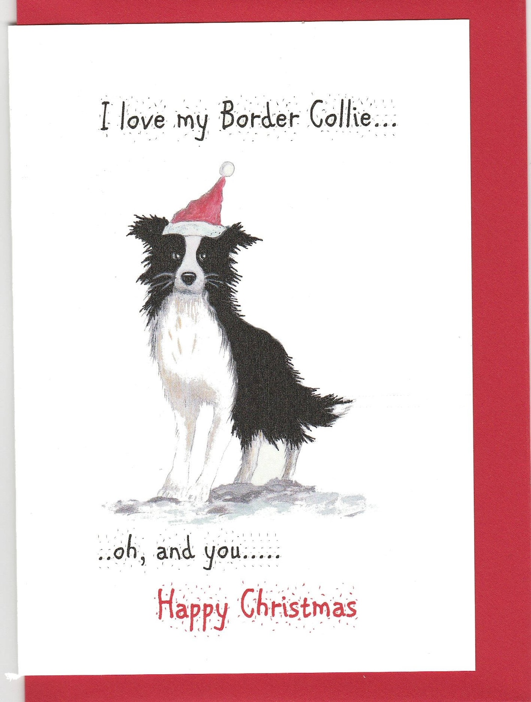 Border Collie Christmas Card. Christmas Card Wit a Border Collie ...