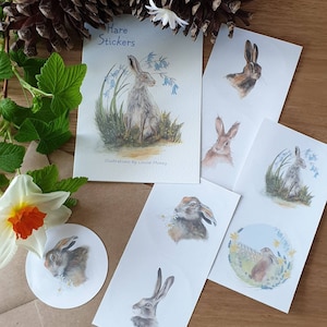 Hare stickers. Stickers with hares. Wildlife stickers. Animal stickers. Norfolk hare. Hare present. Hare present.