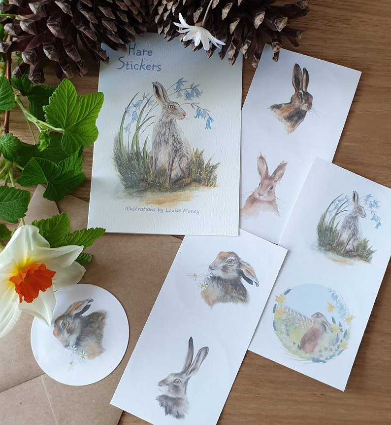 Hare stickers. Stickers with hares. Wildlife stickers. Animal stickers. Norfolk hare. Hare present. Hare present. image 1