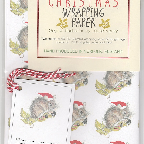 Mouse Christmas wrapping paper. Wrapping paper with a Mouse. Funny mouse paper. mouse gift. mouse present. Harvest mouse. Field mouse