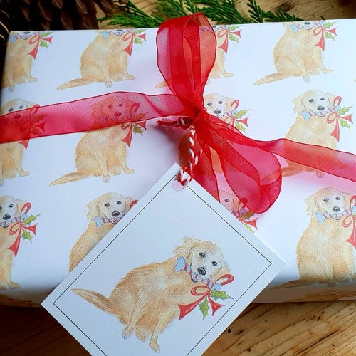 Golden Retriever Christmas Wrapping Paper. Retriever Gift - Etsy Israel
