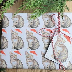 Cat Christmas wrapping paper, cat gift wrap. christmas wrapping paper.Tabby cat wrapping paper. Cat Christmas gift wrap. Tabby cat Christmas
