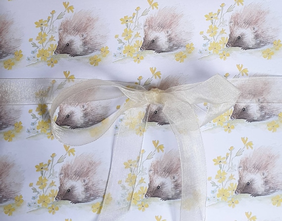 Hedgehog wrapping paper. Hedgehog gift wrap. Paper with a hedgehog. Hedgehog gift. Hedgehog present.