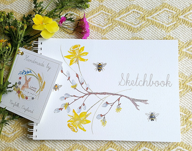 Sketchbook. Beautiful Sketchbook With Bees. Pussywillow and Etsy