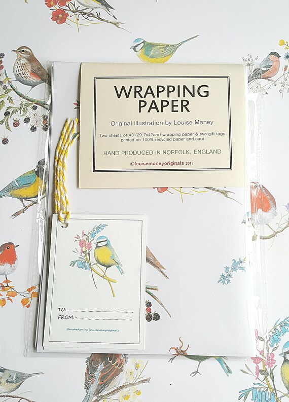 Bird paper. mixed bird wrapping paper. gift wrap with birds. bird gift wrap. garden bird paper. British bird wrapping paper. birds