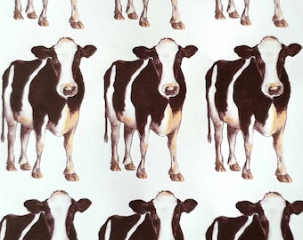 Cow wrapping paper. gift wrap and tags with a cow. Farmland animal paper. Cow wrapping paper