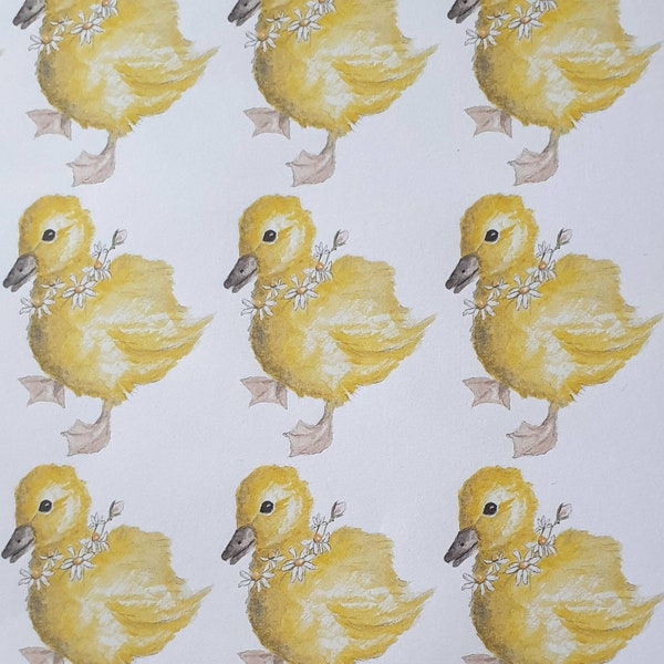 Duckling wrapping paper. Chicks wrapping paper. Duckling gift wrap. Duck gift wrap. wrapping paper with a duckling. handmadegiftwrap.