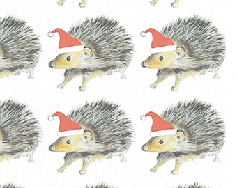 Hedgehog christmas wrapping paper. gift wrap with hedgehog. hedgehog christmas. wildlife wrapping paper. paper with a hedgehog. hedgehoggift