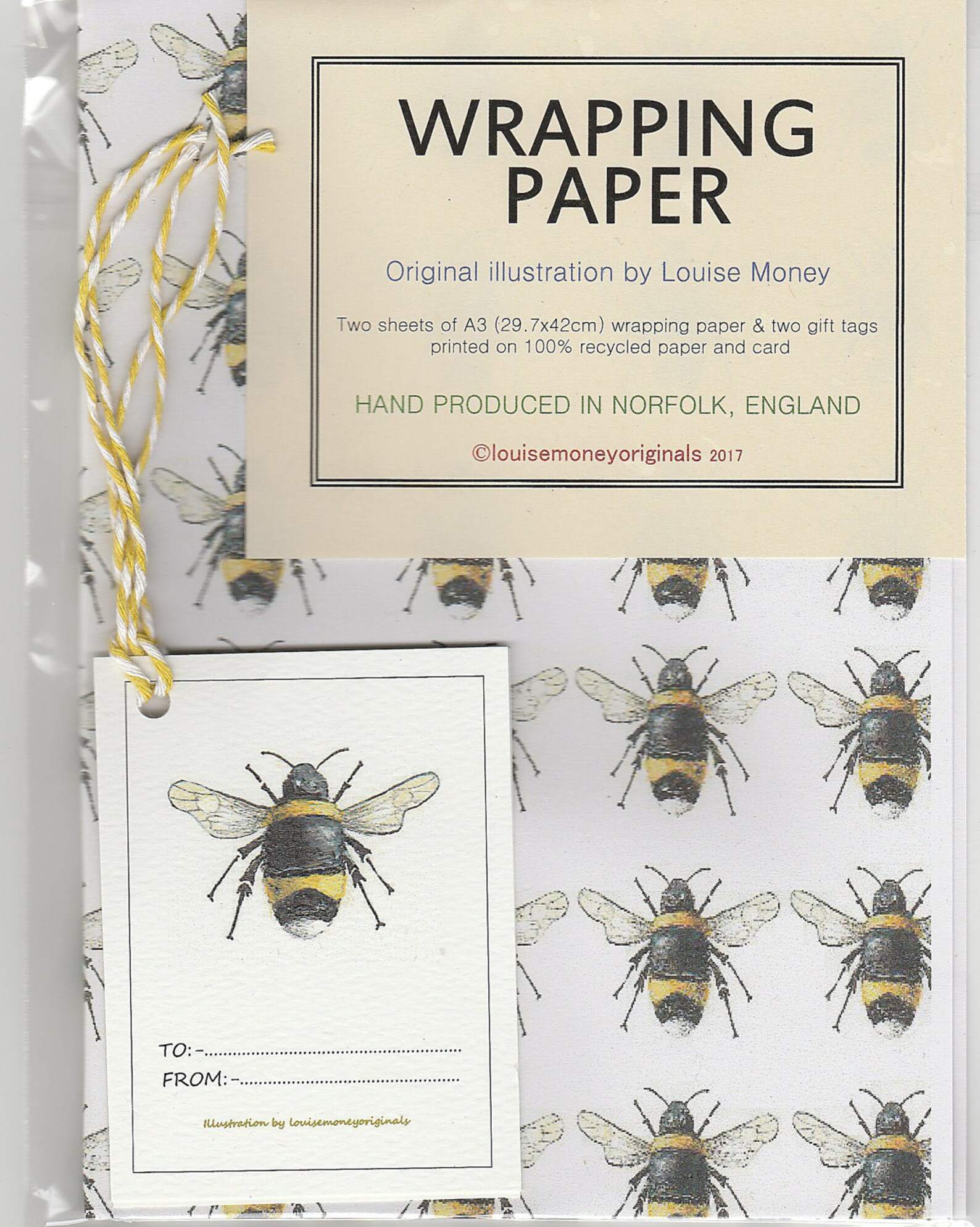 Bee Wrapping Paper. Bumblebee Wrapping Paper. Bee Gift Wrap Etsy UK