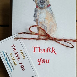 Dankeskarte mit Border Terrier Hund. Einzeln oder Viererpack. Dankeskarte mit Hund. Border Terrier Geschenk. handgemachte Karten