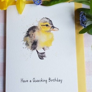 Entlein Geburtstagskarte. lustige Entenkarte. Karte mit einem Entlein. Vogel Geburtstagskarte. Entlein Aquarell. Entenmalerei. handgemachte Karte