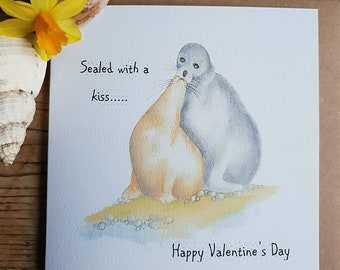 Seal Valentine card. Valentine card. Seal funny card. Seal valentine card. humourous valentine. Wildlife valentine card. Norfolk seals