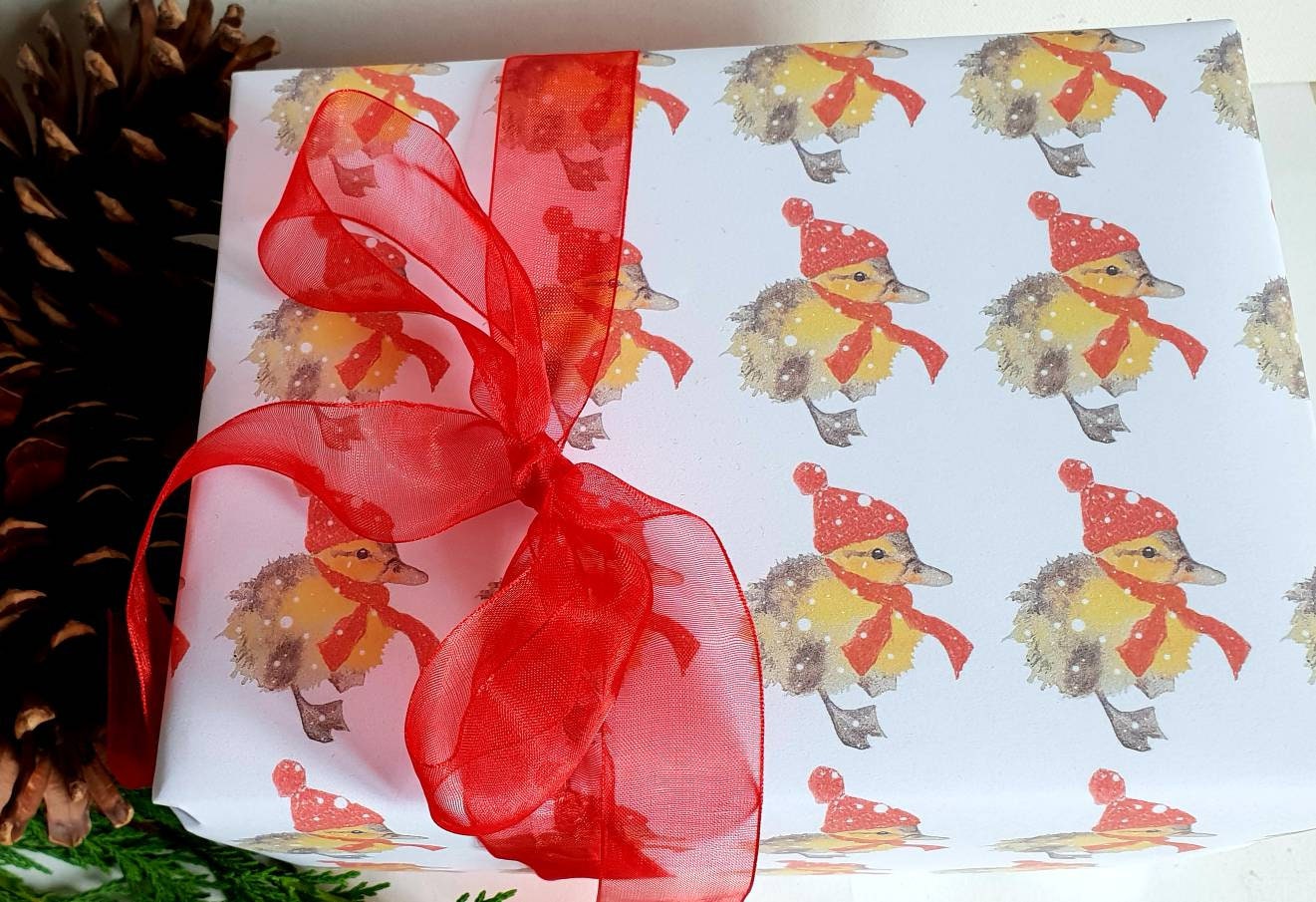 Duckling Christmas Wrapping Paper. Wrapping Paper With a Etsy Norway