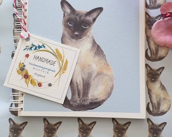 Siamkatze Notizbuch. Katzen Notizbuch. Katzentagebuch. Katzen Skizzenbuch. Katze vorhanden. Siamkatze Geschenk. Schwarz-weiße Katze.
