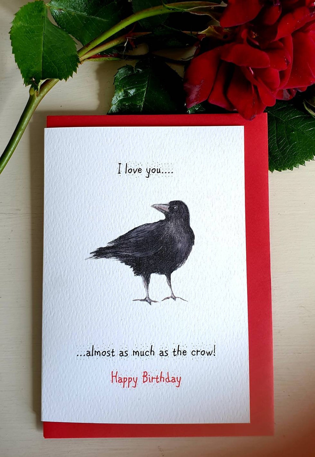 Crow Card. Crow Birthday Card. Funny Crow Card. Bird Card. - Etsy