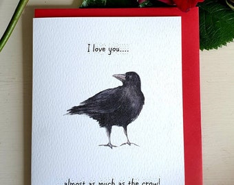 Crow card. Crow birthday card. Funny crow card. Bird card. British bird card. Corvid card. Crow lovers card