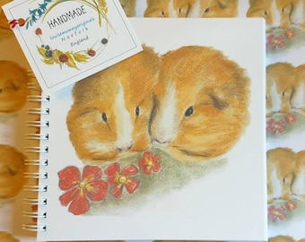 Guinea Pig notebook.  Hand made notebook. Cute Guinea Pig book. Guinea Pig book. Guinea pig gift. Guinea pig sketchbook. Birthday present