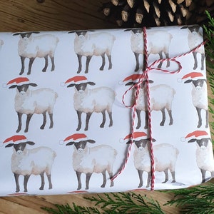 Sheep Christmas wrapping paper. Wrapping paper with sheep. Funny sheep paper. sheep gift. sheep present. sheep gift wrap. hand made paper