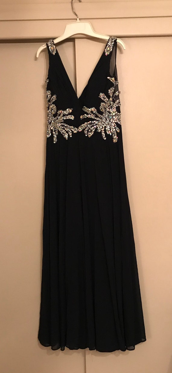 JVN by Jovani Label Long Black Grecian Gown Size 1