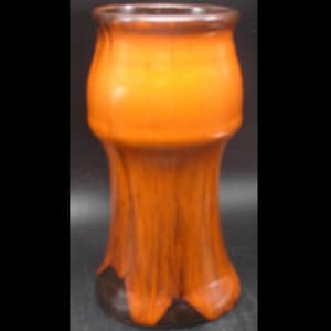 MCM Canadiana Pottery Vase, Orange Drip on Brown / Black Glaze, 7" T