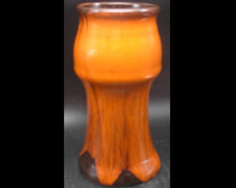 MCM Canadiana Keramik Vase, Orange Drip auf Braun / Schwarz Glasur, 18 cm T