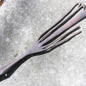 30% off -Large 23&quot; Antique Hand Forged / Forge Welded Wrought Iron Eel Spear- As found - was 45.99