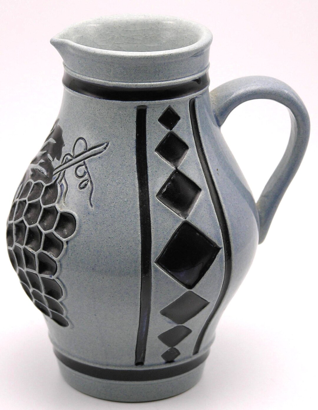 Vintage 1980s A Friend Saltglaze Stoneware Pottery Pitcher - Relics Antiques