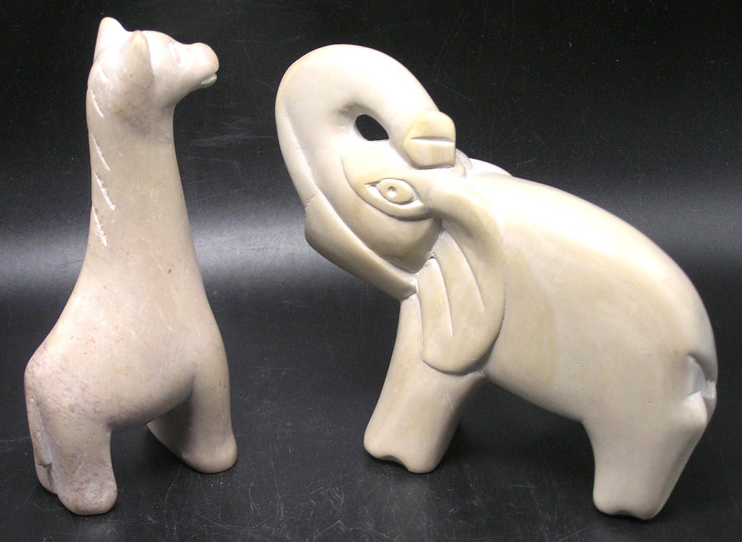 Kenya Soapstone Carvings Choice of Elephant or Giraffe Etsy
