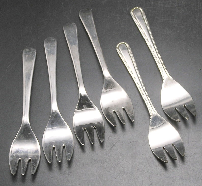 Set 6 Dessert Salad Forks 5 3prong England Silver Etsy