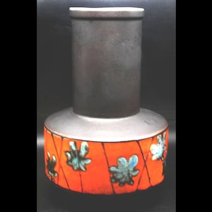 Carstens Tonnieshof MCM W Germany Vase 1265-24, Brown w Orange & Grey Amoeba
