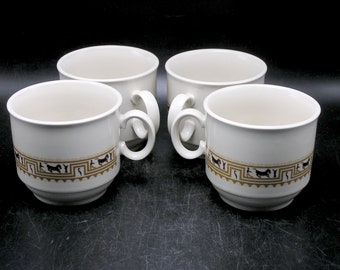 Vintage Set/4 Lord Nelson Cups / Small Mugs, China, Horse & Trainer (?)