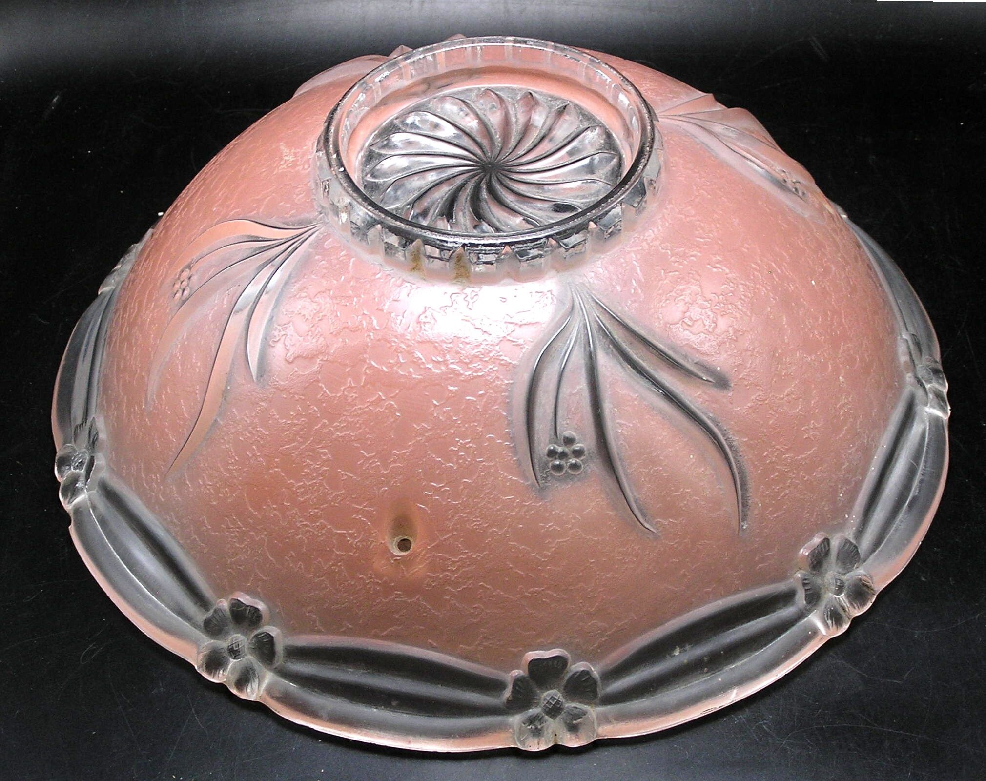 Pink Art Deco Glass Ceiling Light Bowl Shade 3-hole - Etsy