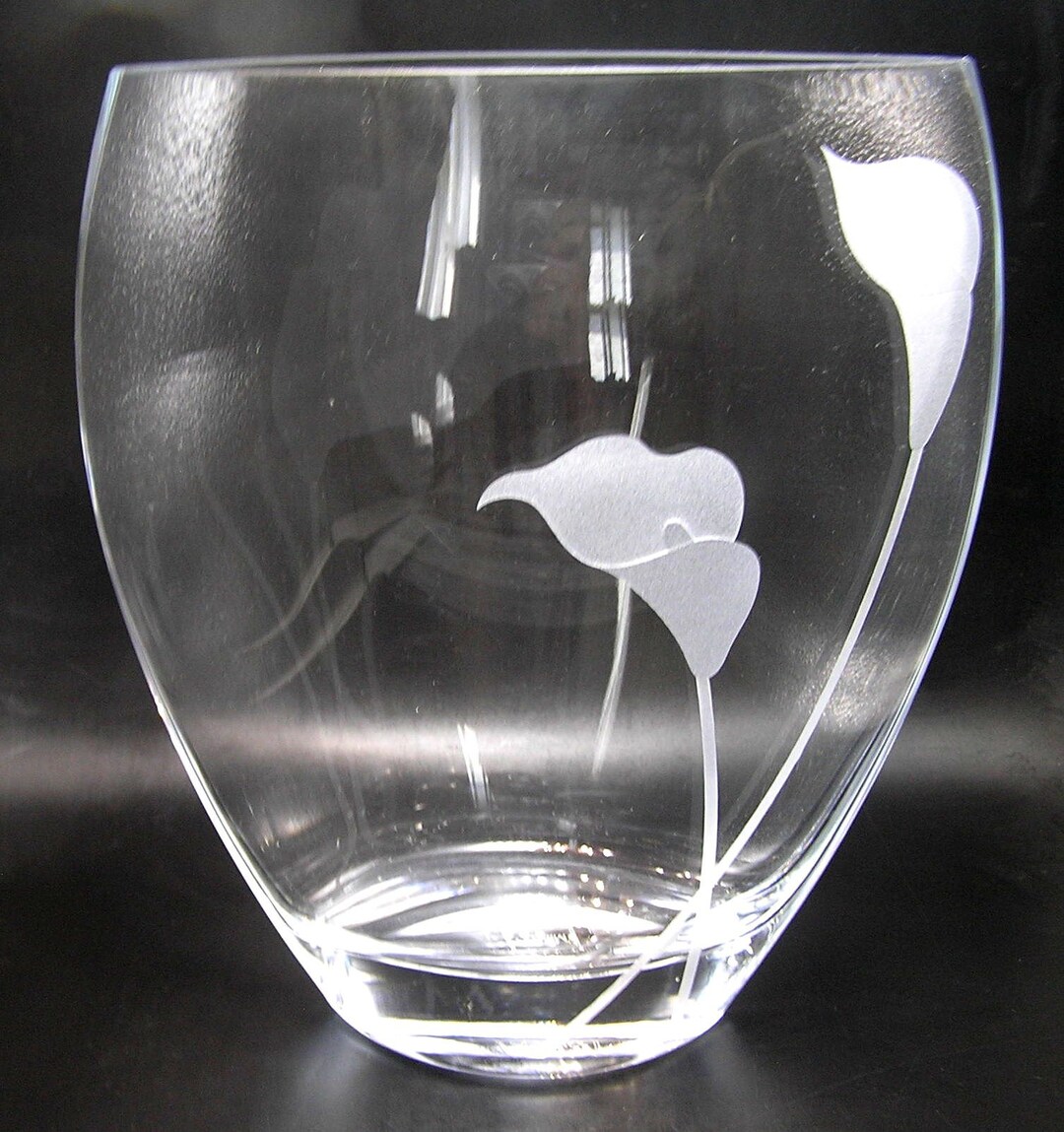 Mikasa Calla Lily Tall 10 Ellipse Crystal Vase Etched Etsy
