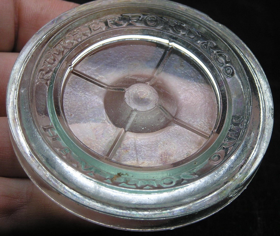 Pale Green Fruit Preserve Jar Glass Top Closure rutherford & Co